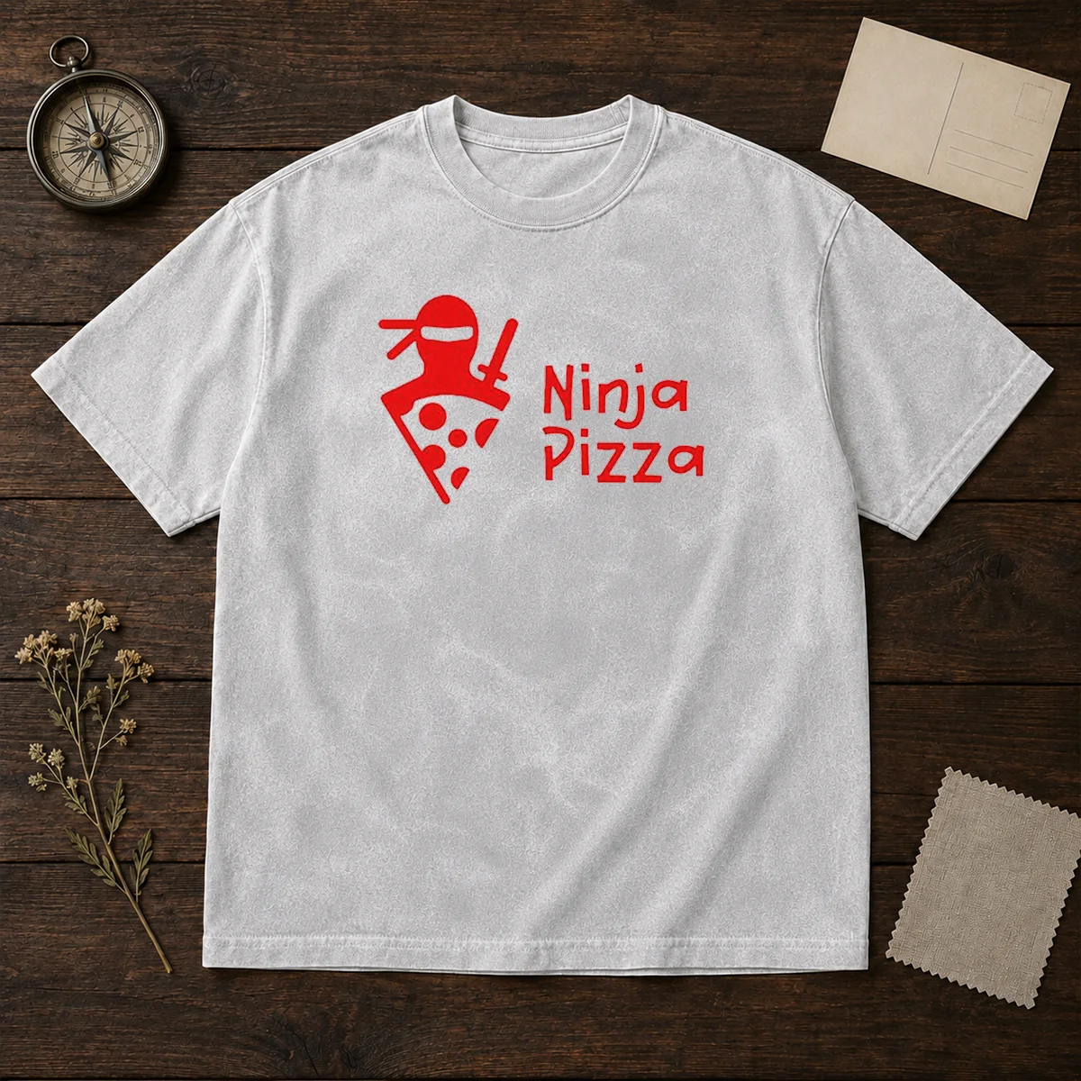 Official Ninja Pizza Martial Arts Character Food Illustration Shirt - Image 8