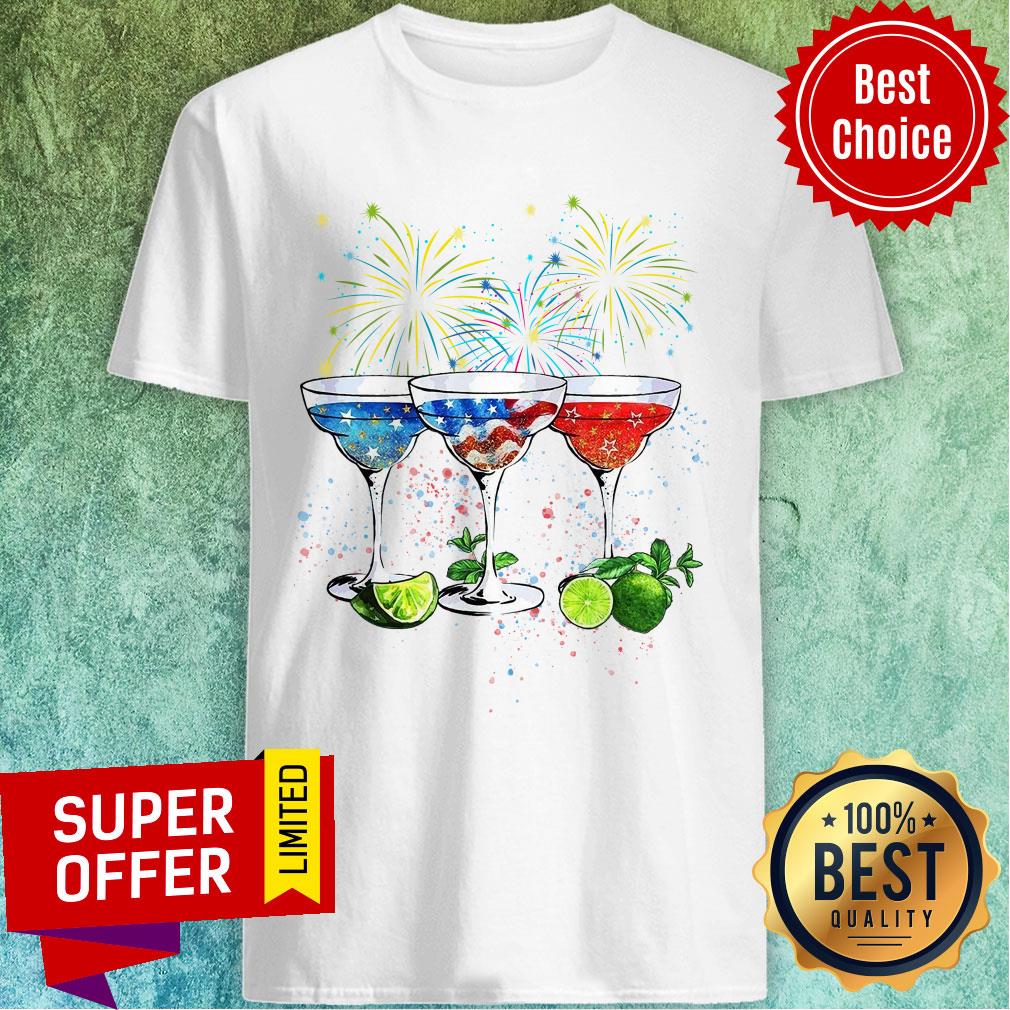 Wine Cocktail Margarita American Flag Shirt