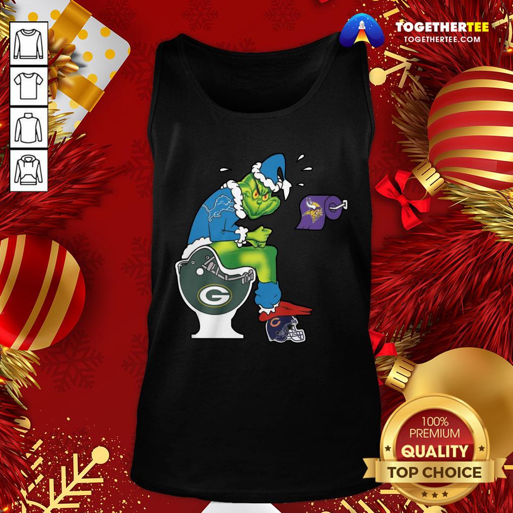 Official The Grinch Detroit Lions Shit On Toilet Green Bay Packers And Other Teams Christmas Shirt - Image 3