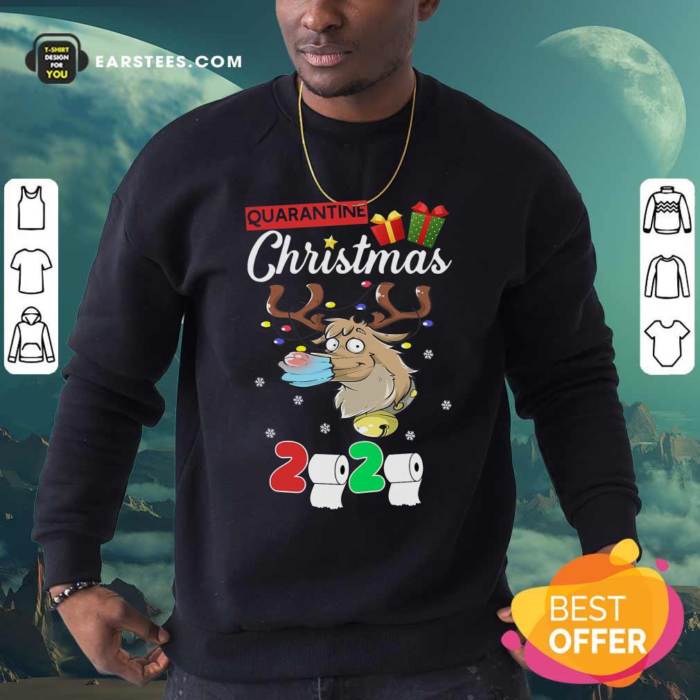 Good Reindeer Santa Claus Mask 2020 Toilet Paper Quarantine Christmas Shirt - Image 5