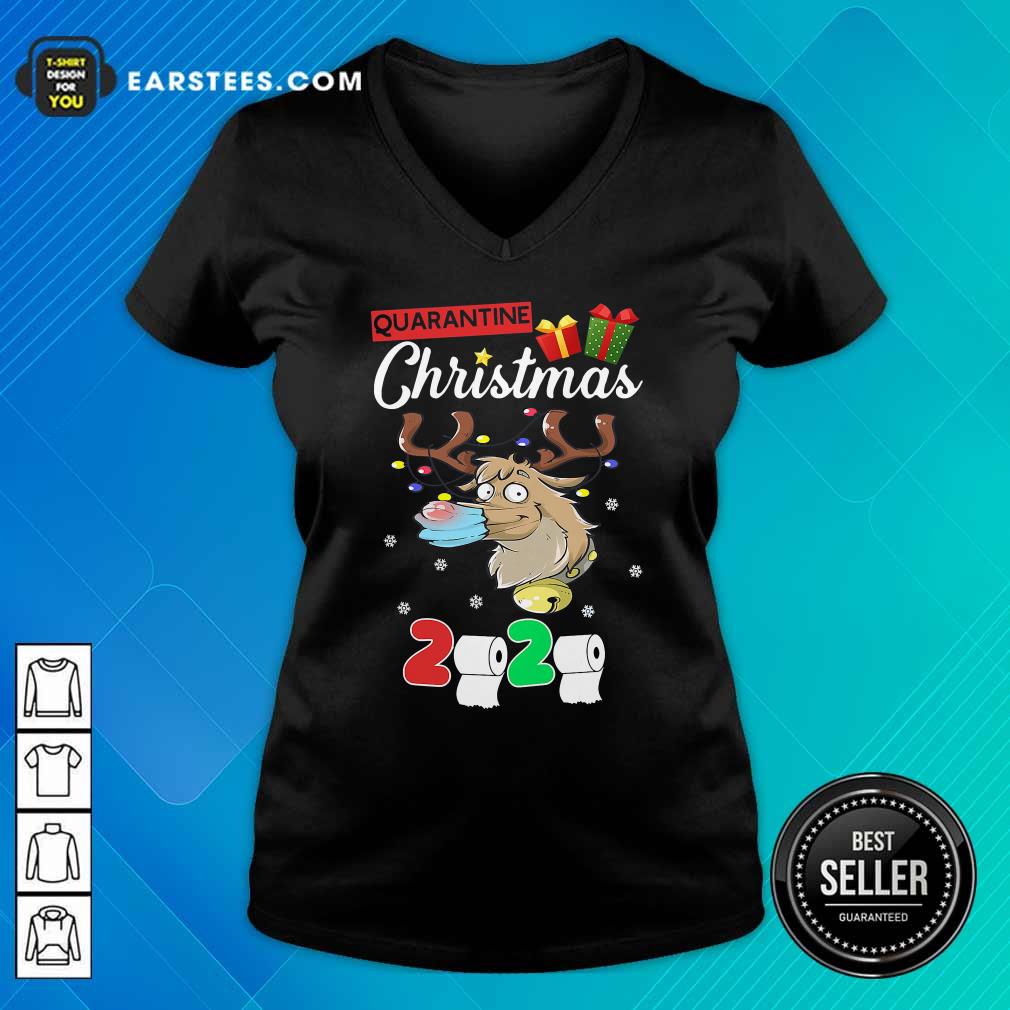 Good Reindeer Santa Claus Mask 2020 Toilet Paper Quarantine Christmas Shirt - Image 3