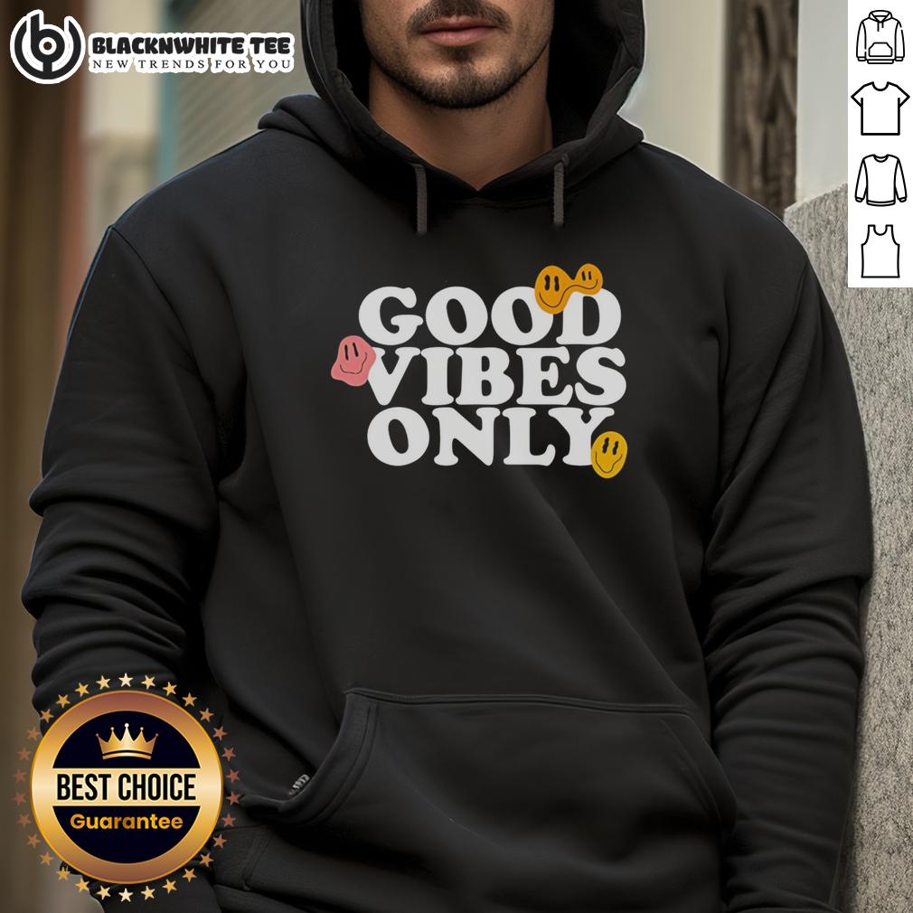 Top Good Vibes Only Smiling Face Emoji T-Shirt - Image 5