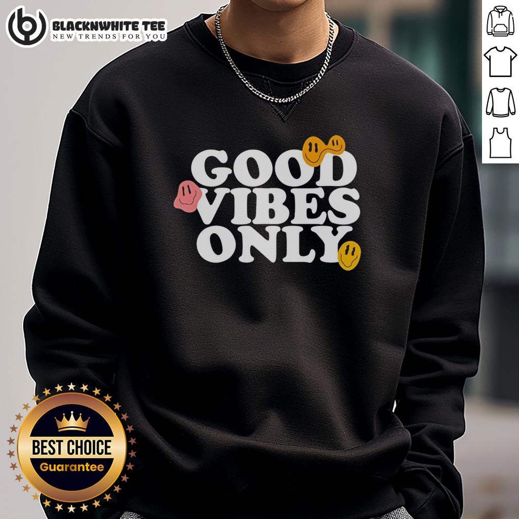 Top Good Vibes Only Smiling Face Emoji T-Shirt - Image 2