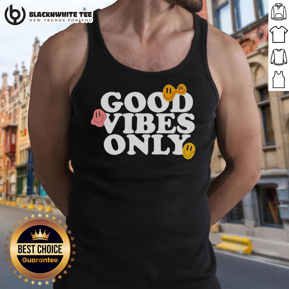 Top Good Vibes Only Smiling Face Emoji T-Shirt - Image 3