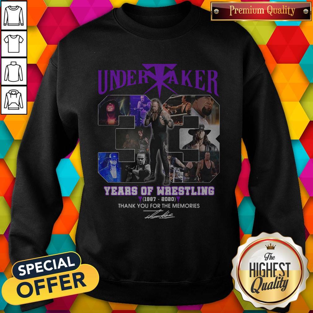 Premium Undertaker 33 Years Of Wrestling 1987-2020 Thank You For The Memories Signature Shirt - Image 5