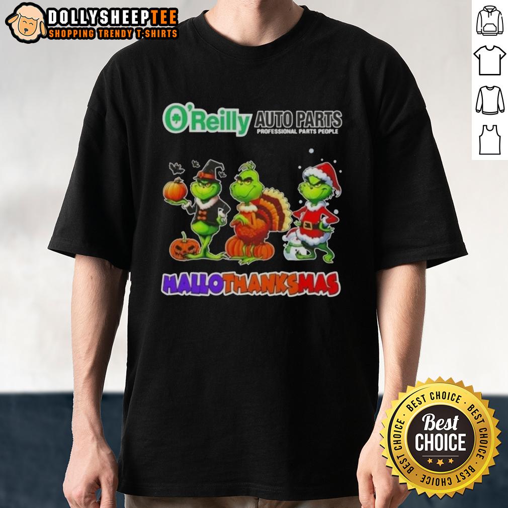 Good Oreilly Auto Parts X Grinch Cosplay Happy HalloThanksMas T-Shirt