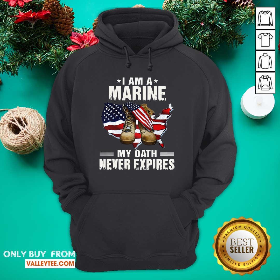 Pretty I Am A Marine My Oath Never Expires American Flag Shirt - Image 4