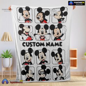 Official Disney Mickey And Friends Mickey Mouse Moods Blanket Customize Blanket