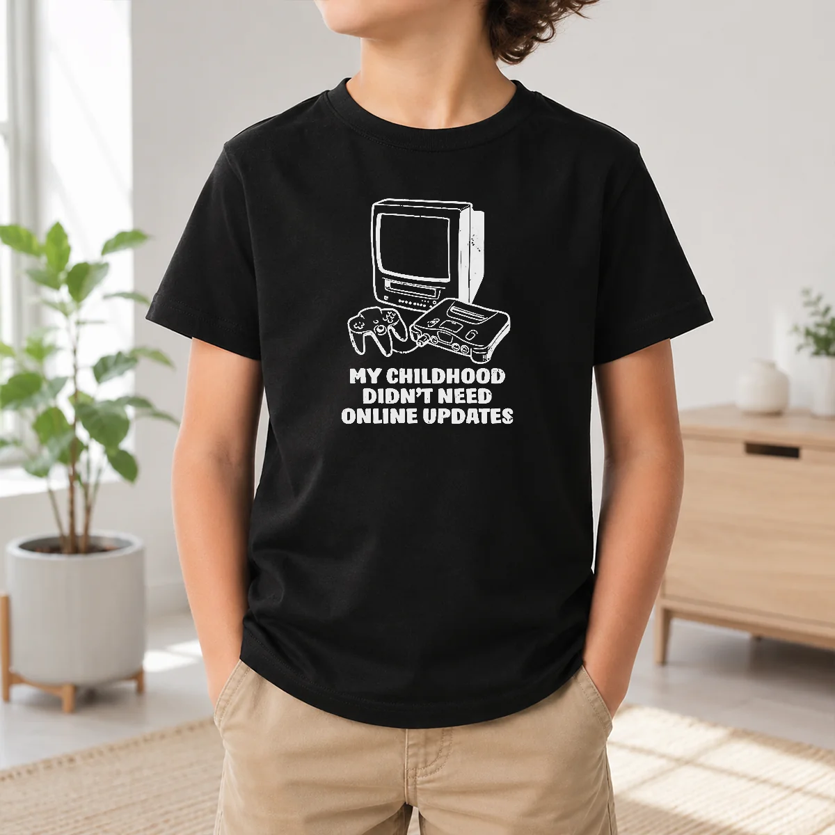 Original My Childhood Didn't Need Online Updates Retro Gaming Console Shirt - Image 9