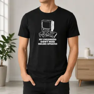 Original My Childhood Didn't Need Online Updates Retro Gaming Console Shirt
