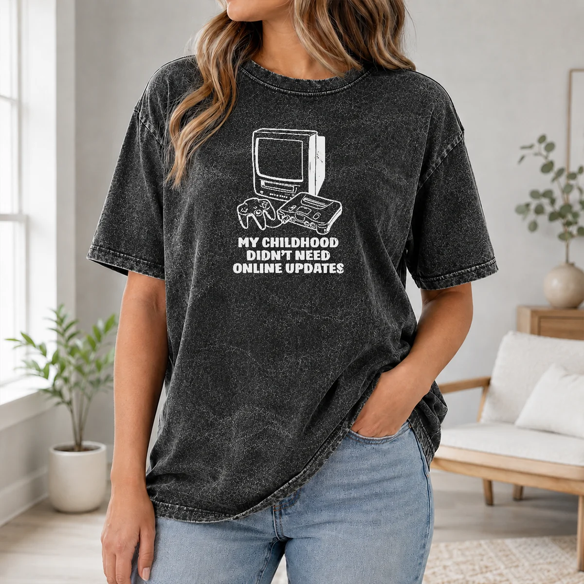 Original My Childhood Didn't Need Online Updates Retro Gaming Console Shirt - Image 8