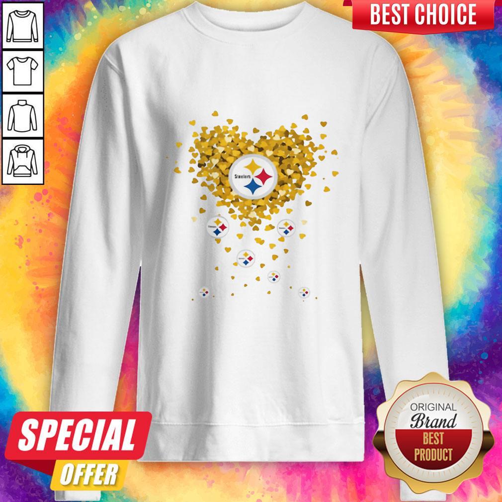Love Pittsburgh Steelers Football Hearts Shirt - Image 4