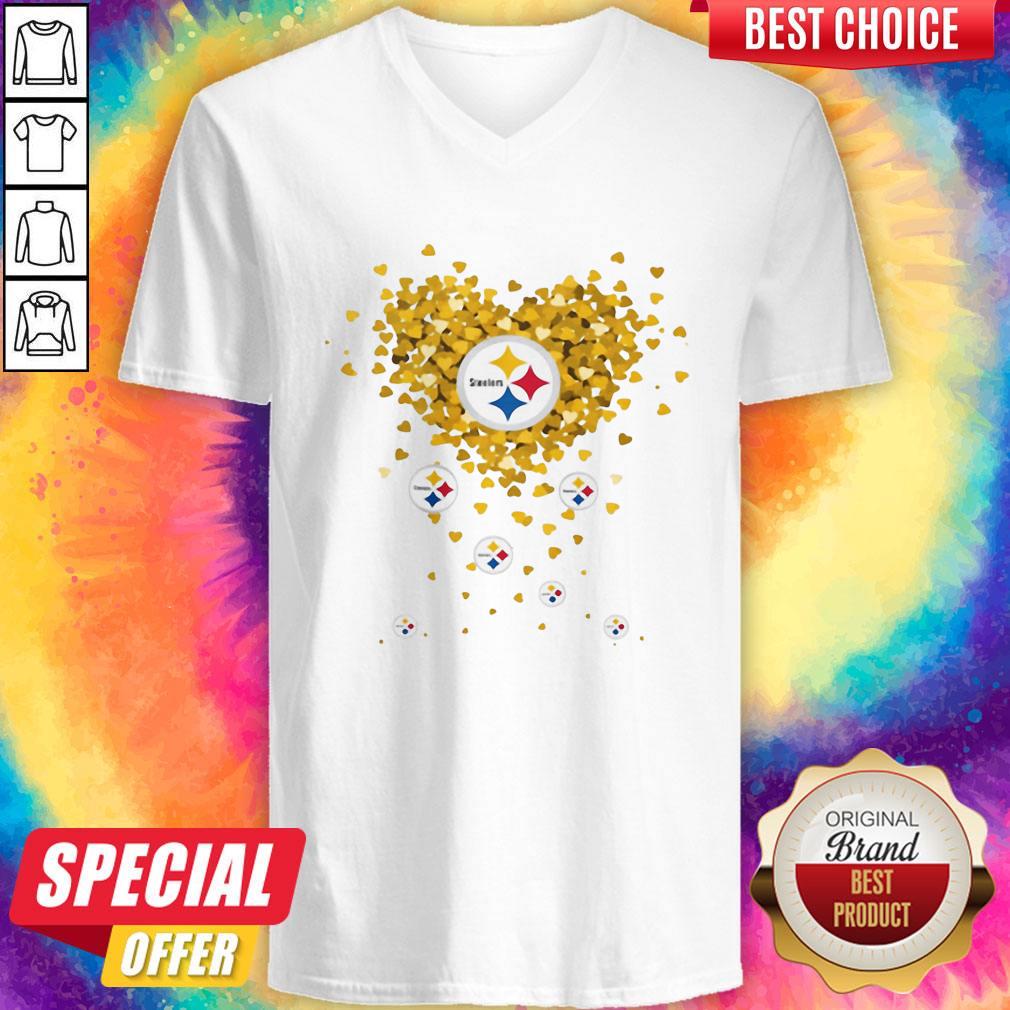 Love Pittsburgh Steelers Football Hearts Shirt - Image 2