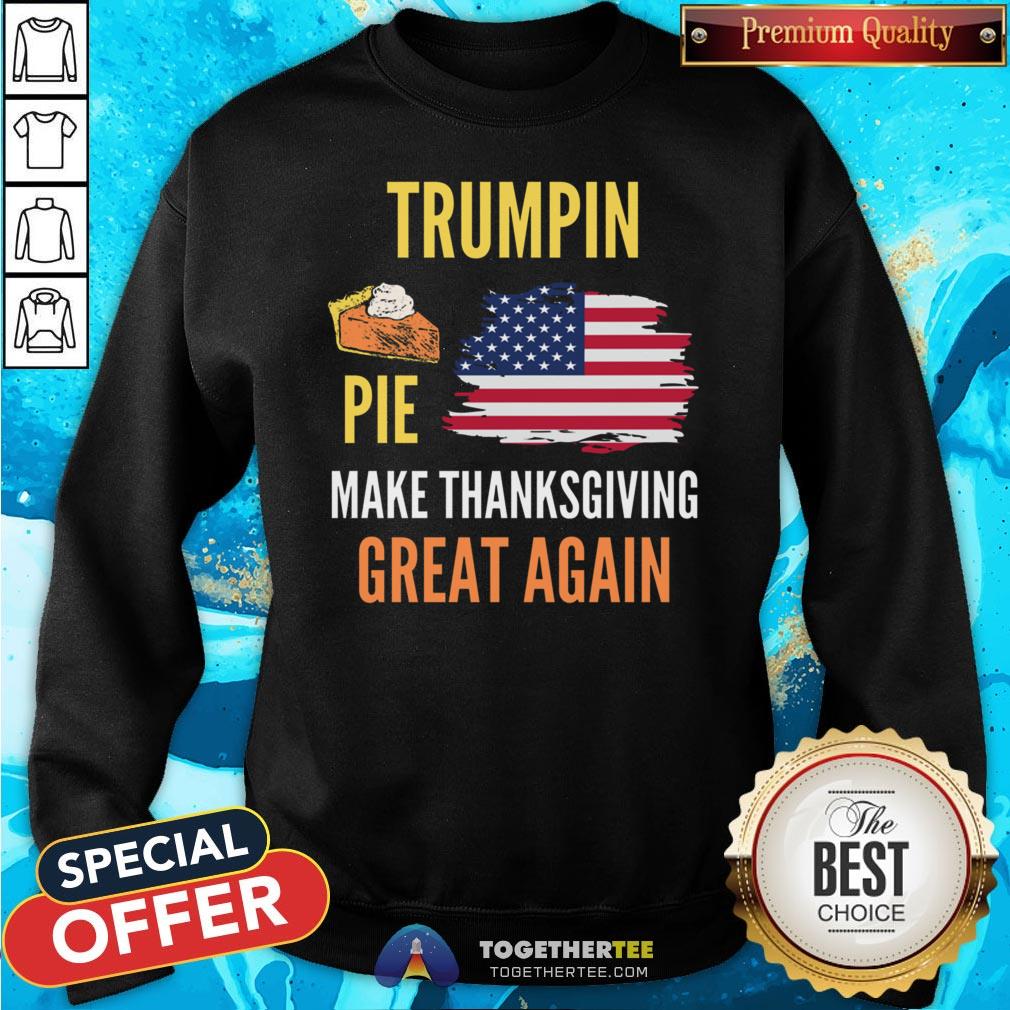Pretty Make Thanksgiving Great Again Trumpkin Pie Flag US Shirt - Image 4