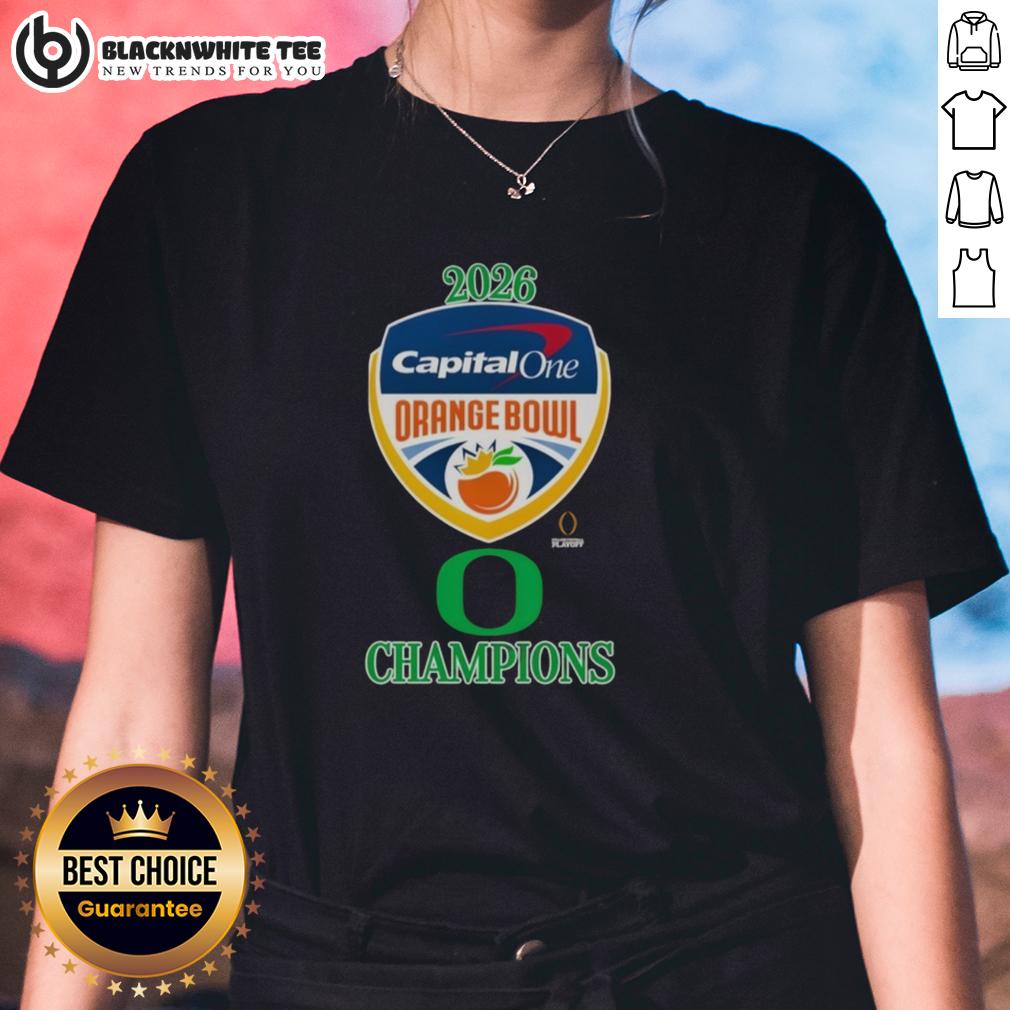 Awesome Oregon Ducks 2026 Capital One Orange Bowl Champions Logo T-Shirt - Image 3