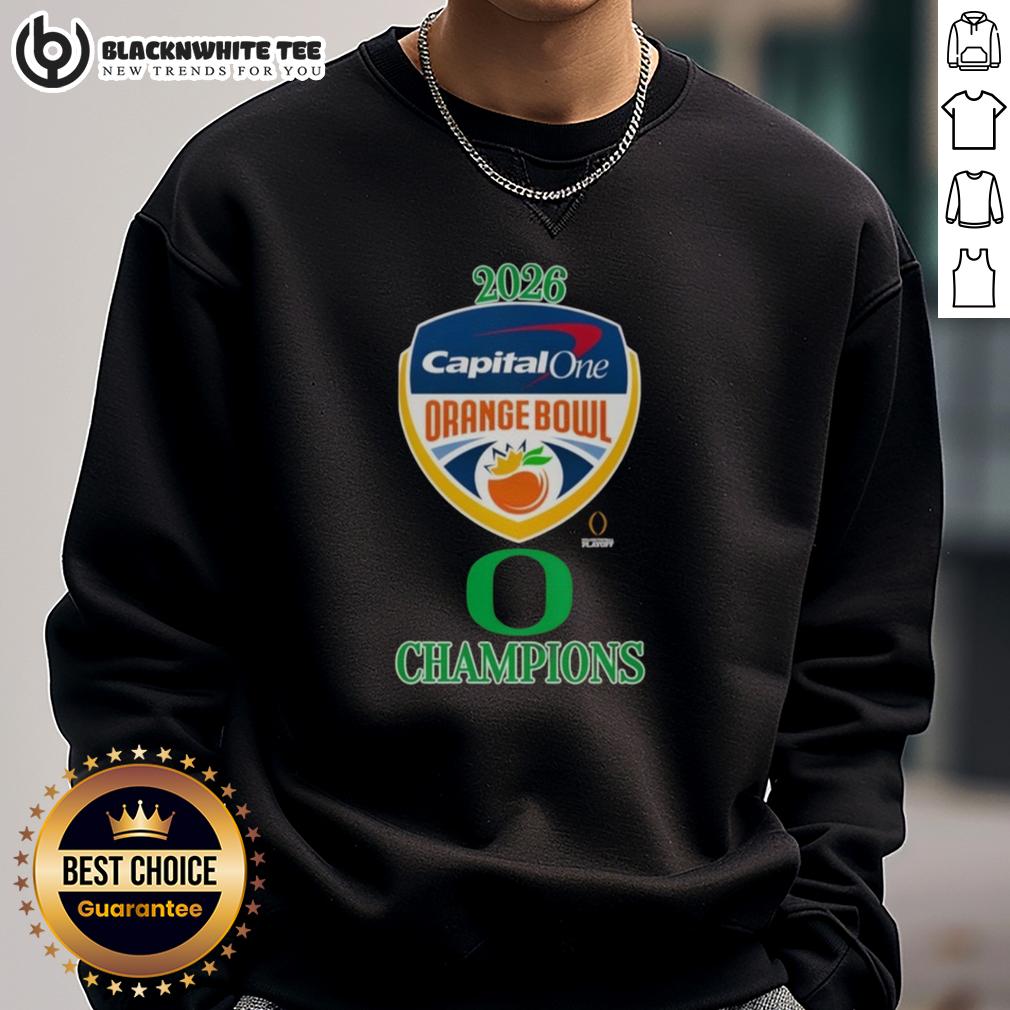 Awesome Oregon Ducks 2026 Capital One Orange Bowl Champions Logo T-Shirt - Image 5
