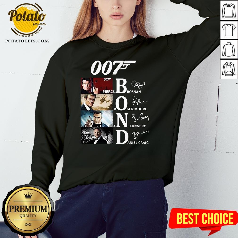 Great 007 Pierce Brosnan Roger Moore Sean Connery Daniel Craig Signature Shirt - Image 4