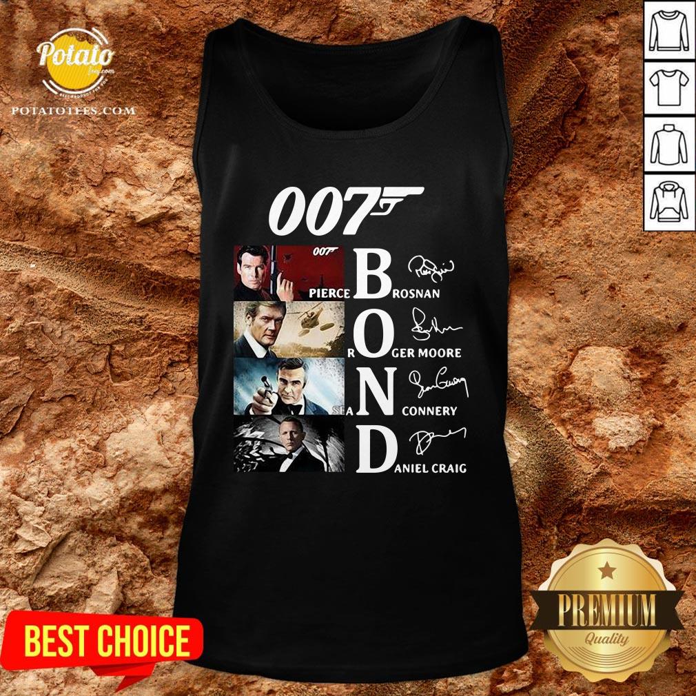 Great 007 Pierce Brosnan Roger Moore Sean Connery Daniel Craig Signature Shirt - Image 3