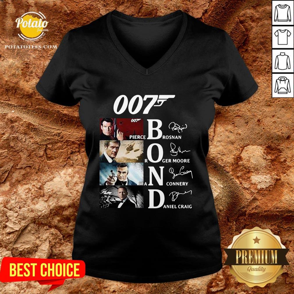 Great 007 Pierce Brosnan Roger Moore Sean Connery Daniel Craig Signature Shirt - Image 2
