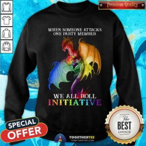 Alternative view of LGBT When Someone One Attacks We All Roll Initiative Dragon Shirt