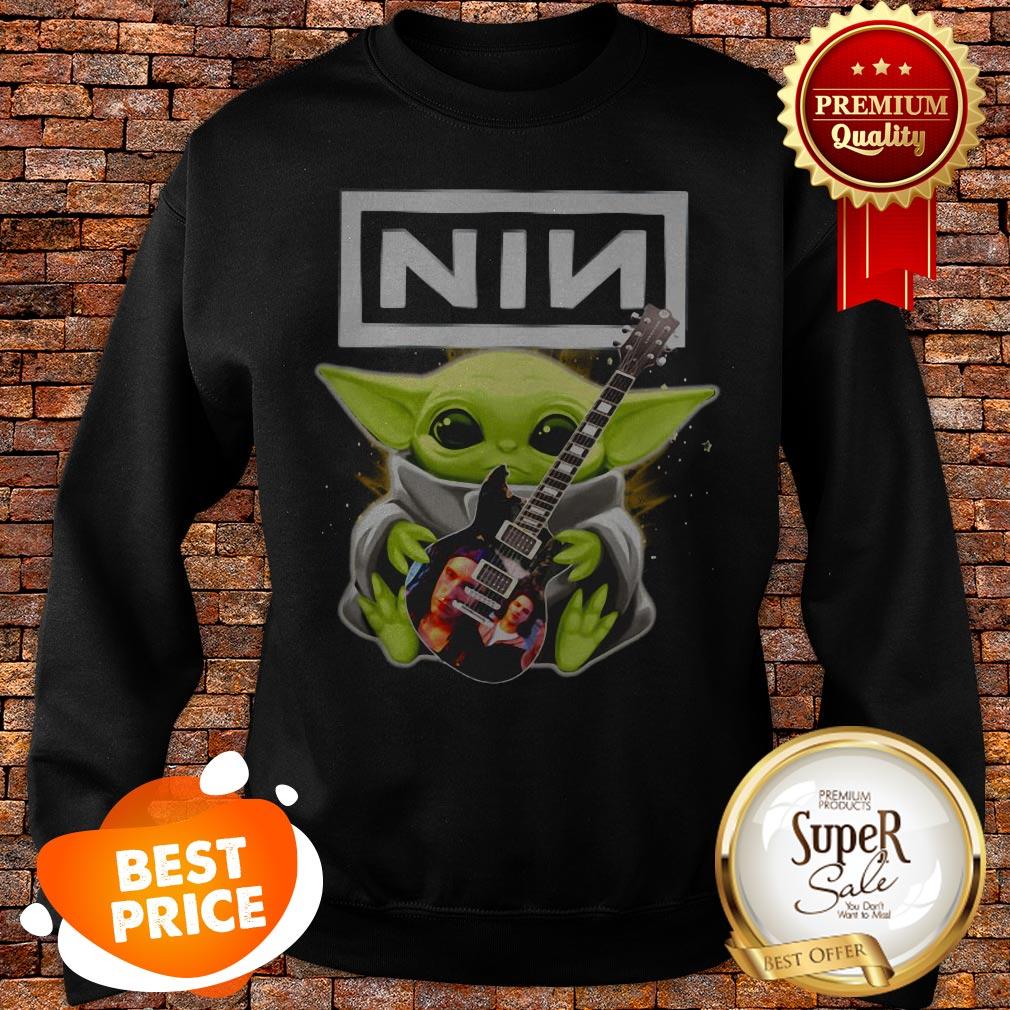 Nice Baby Yoda Hug Nine Inch Nails Guitar Star Wars Shirt - Image 4