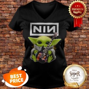 Alternative view of Nice Baby Yoda Hug Nine Inch Nails Guitar Star Wars Shirt