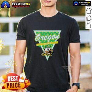Nice Oregon Ducks Football Palm Tree Pattern Inside A Triangle Logo T-Shirt