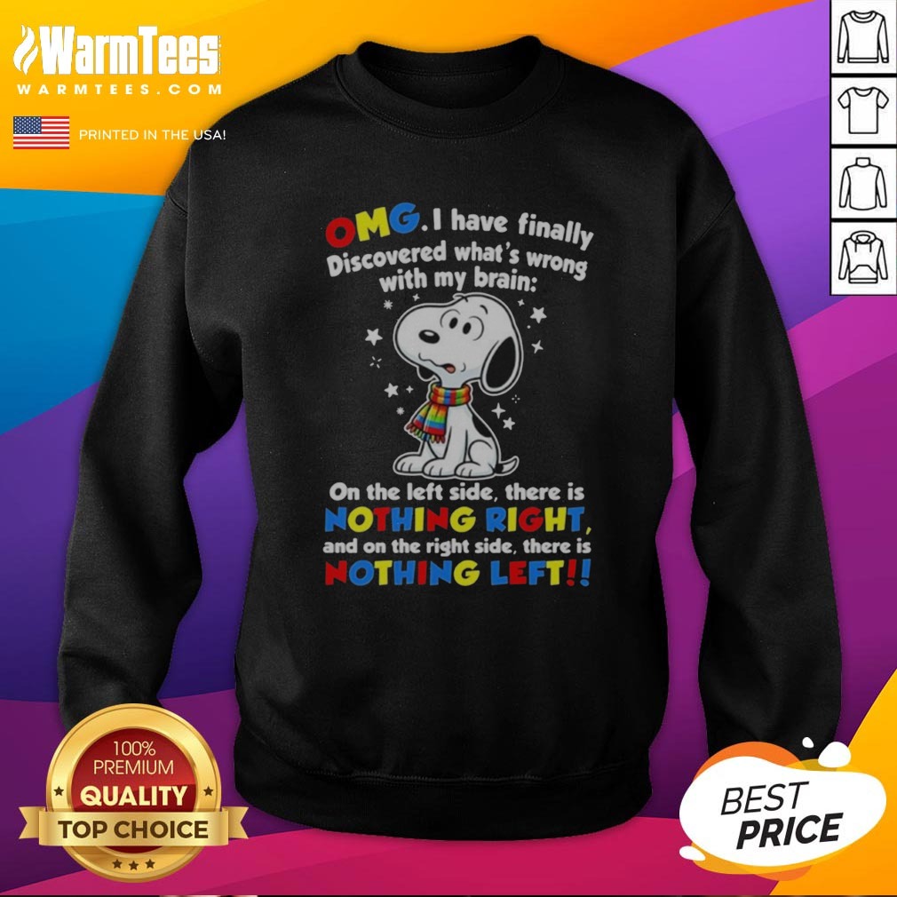 Snoopy Peanuts OMG I Have Finally Discovered What Is Wrong With My Brain Shirt - Image 4