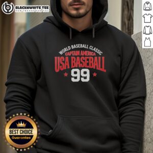 Alternative view of Nice World Baseball Classic Captain America USA Baseball 99 Stars T-Shirt