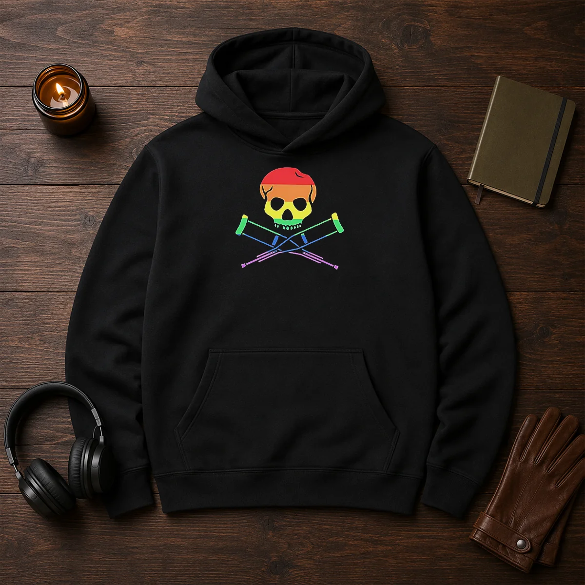 Original Rainbow Skull And Crutches Pride Symbol Disability Awareness Shirt - Image 5