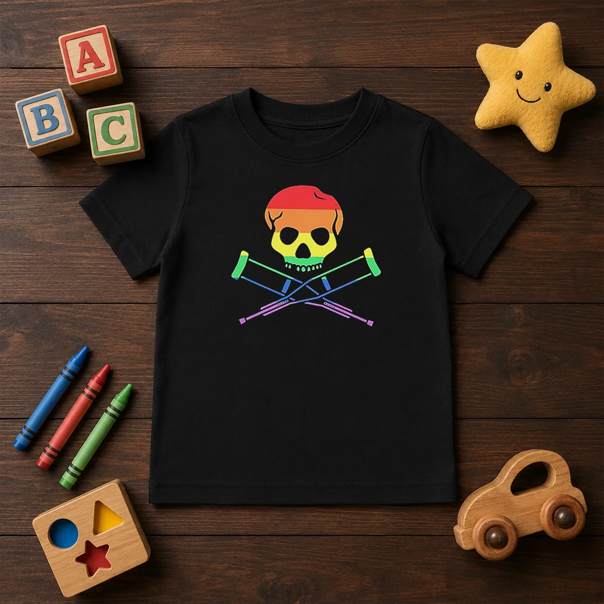 Original Rainbow Skull And Crutches Pride Symbol Disability Awareness Shirt - Image 9