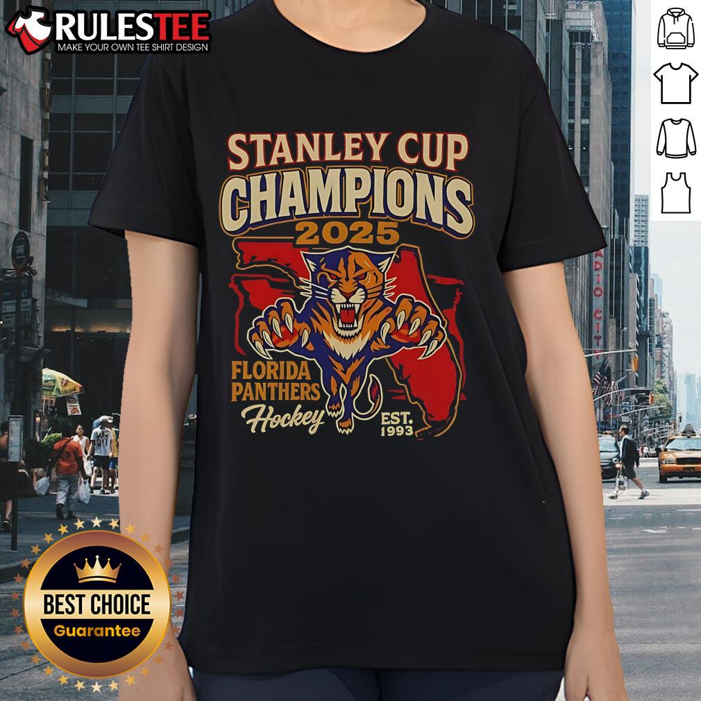 Official 2025 Stanley Cup Championship Florida Panthers Est 1993 T-Shirt - Image 3
