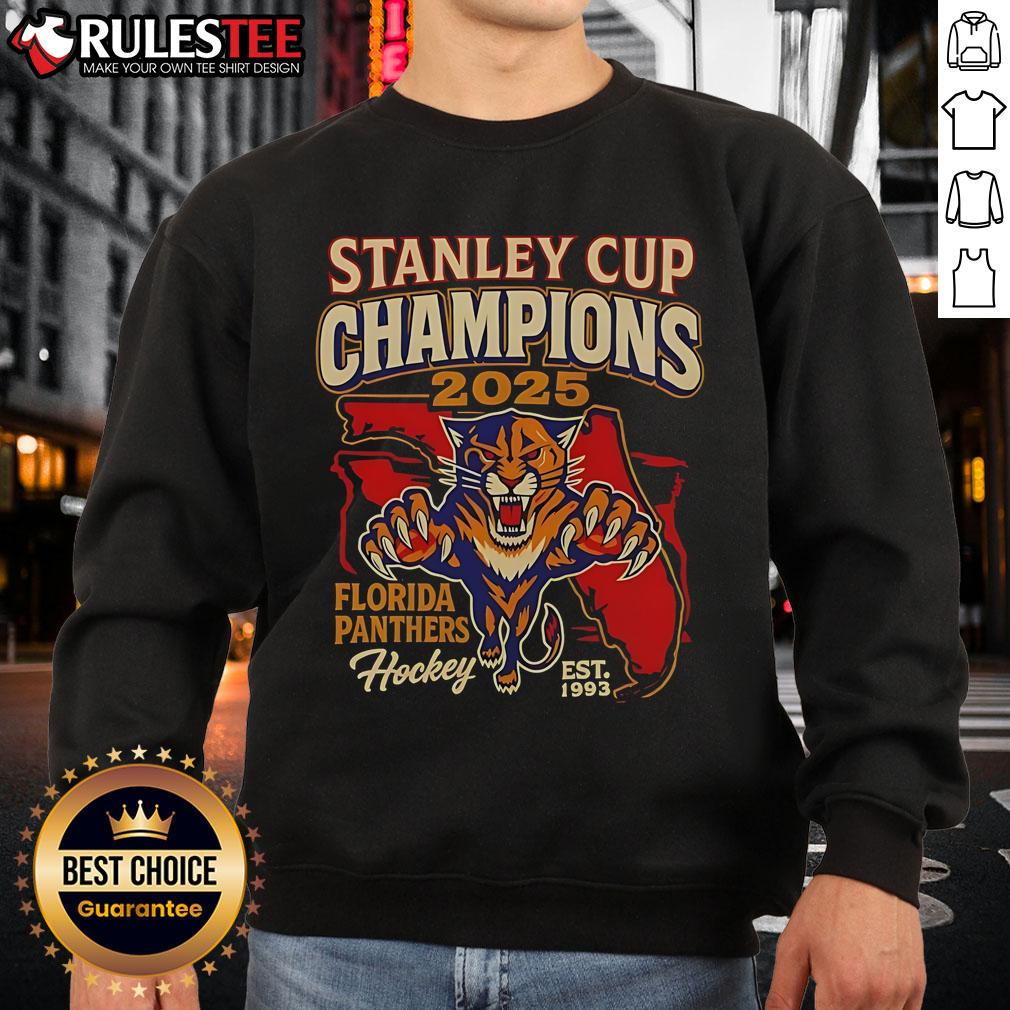 Official 2025 Stanley Cup Championship Florida Panthers Est 1993 T-Shirt - Image 5