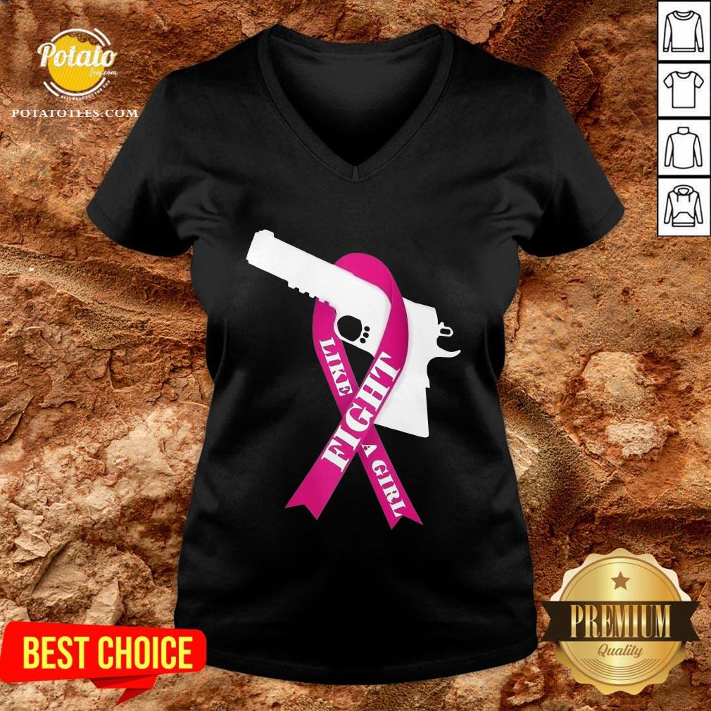 Beautiful Gun Fight Like A Girl Pink Shirt - Image 2