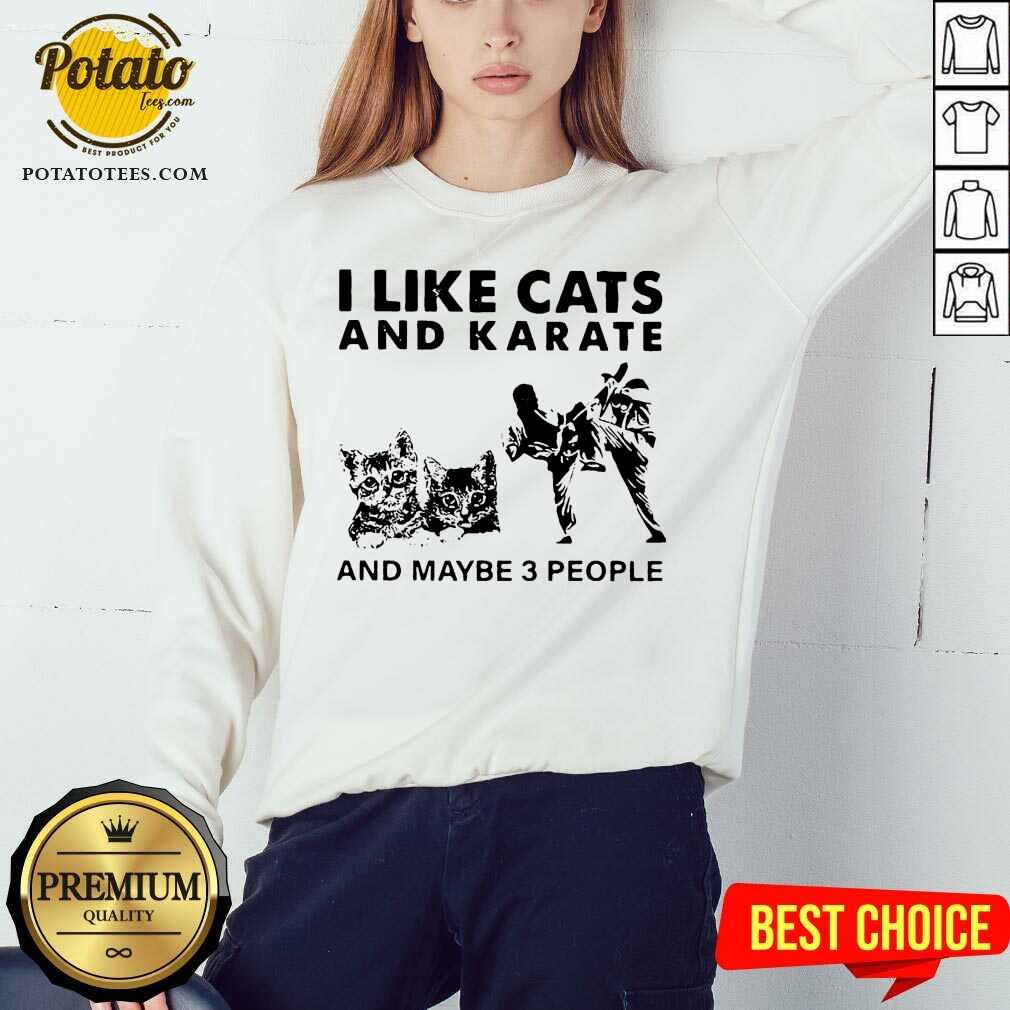 Official I Like Cats And Karate And Maybe 3 People Shirt - Image 4