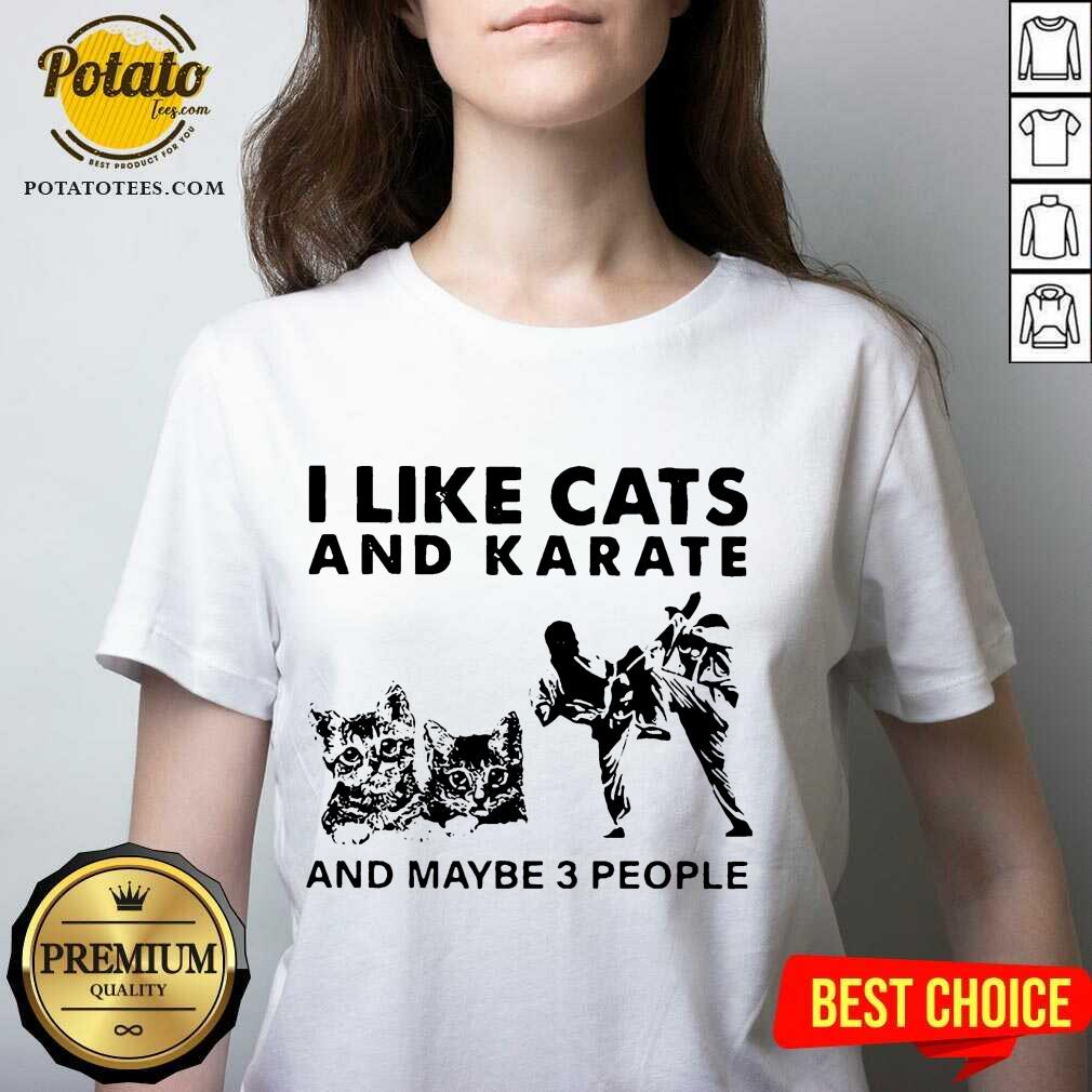 Official I Like Cats And Karate And Maybe 3 People Shirt - Image 2
