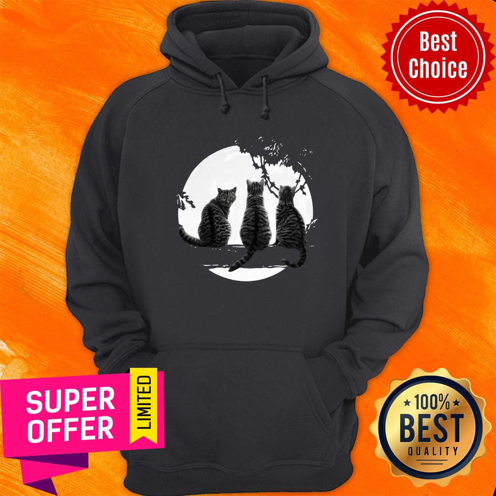 Premium Three Cats Under The Moon Shirt - Image 5