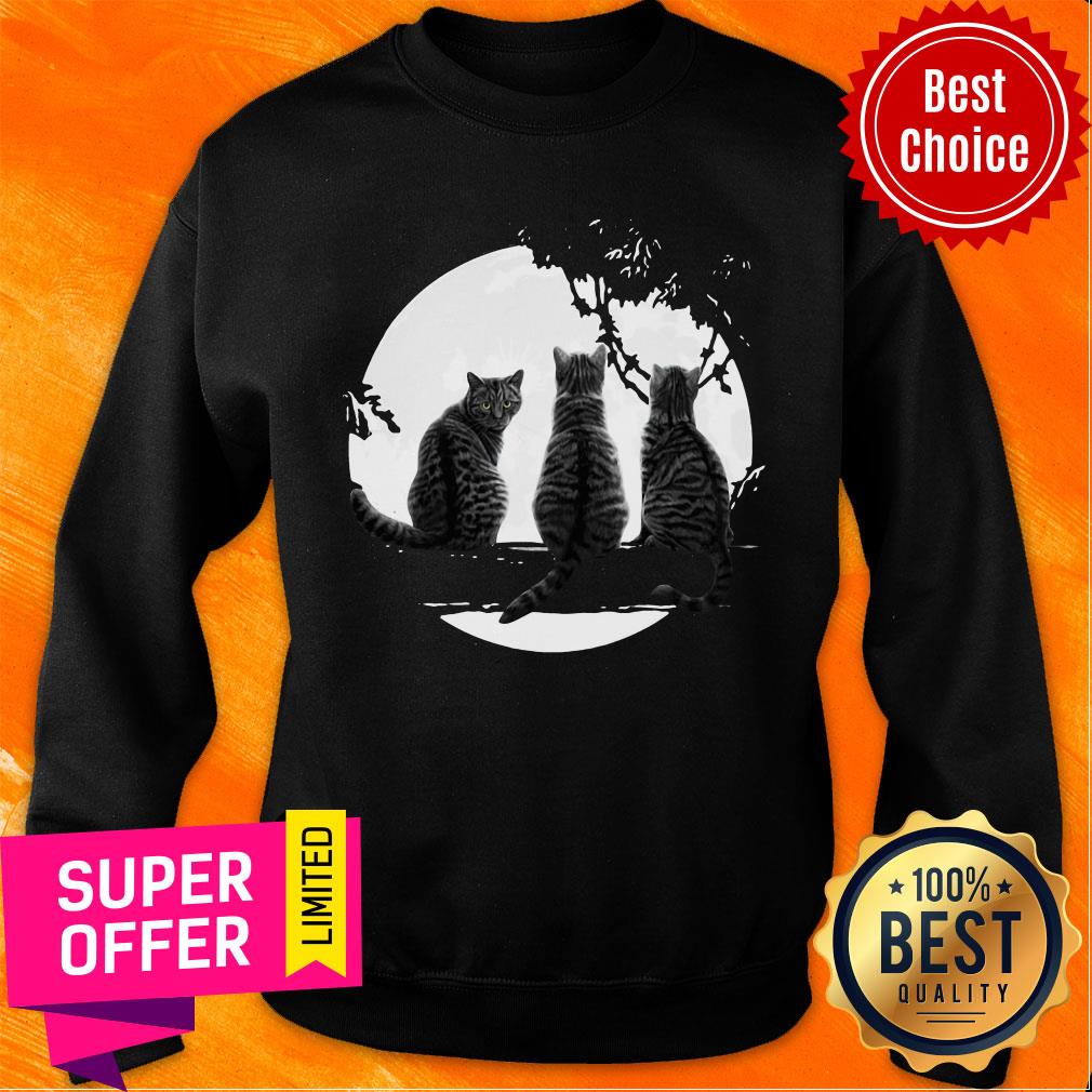 Premium Three Cats Under The Moon Shirt - Image 4