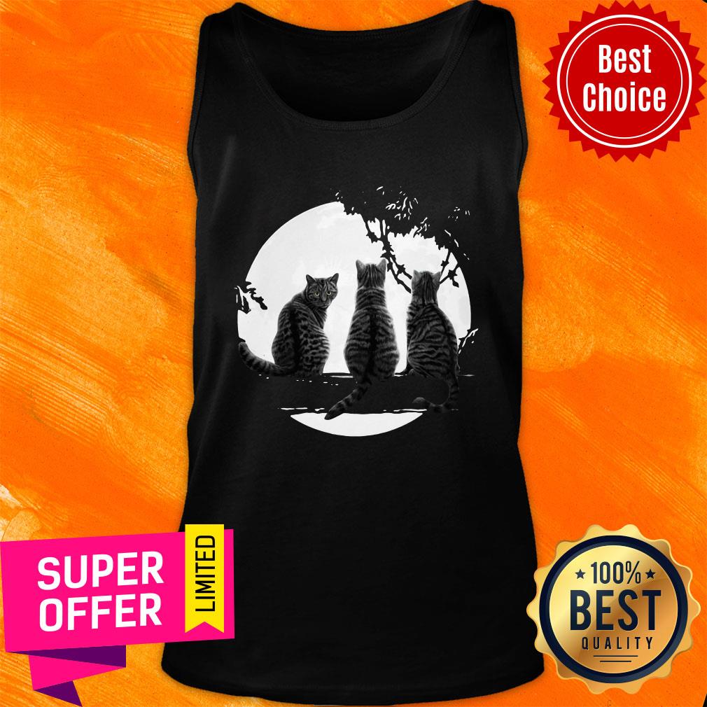Premium Three Cats Under The Moon Shirt - Image 3