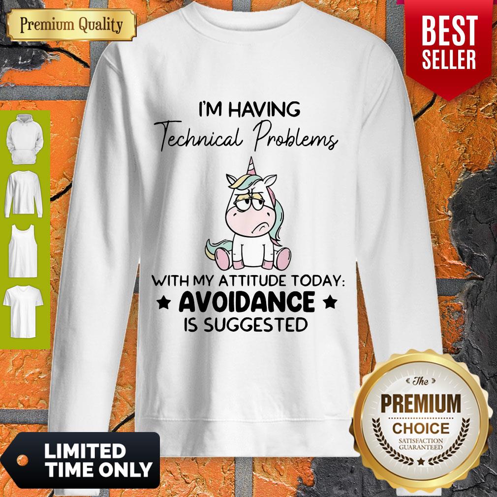 Cute Unicorn I’m Having Technical Problems With My Attitude Today Avoidance Shirt - Image 4