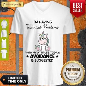 Alternative view of Cute Unicorn I’m Having Technical Problems With My Attitude Today Avoidance Shirt