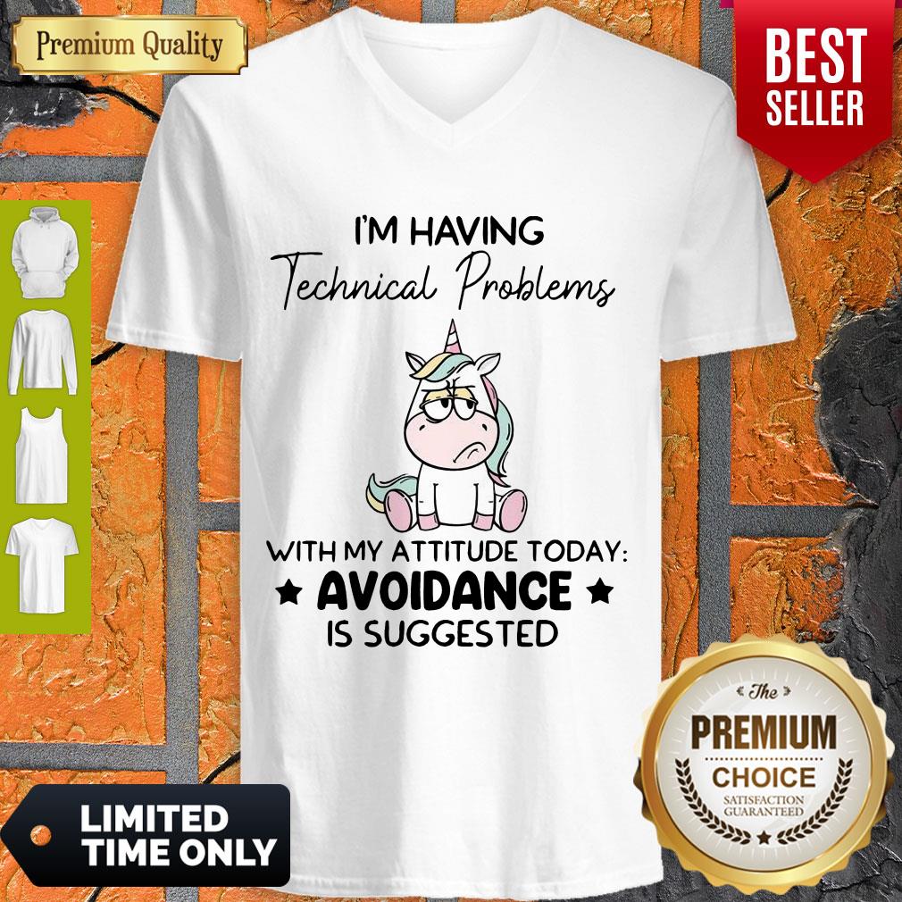 Cute Unicorn I’m Having Technical Problems With My Attitude Today Avoidance Shirt - Image 2