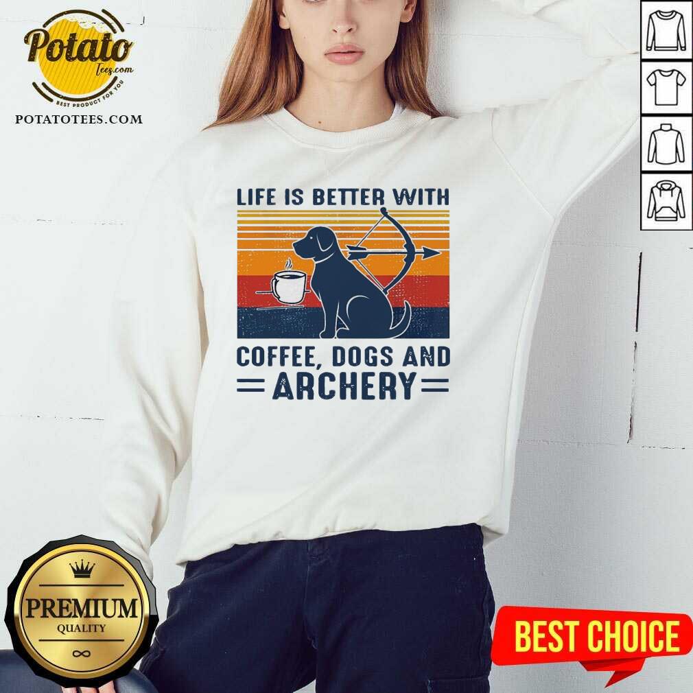 Premium Life Is Better With Coffee Dogs And Archery Vintage Shirt - Image 4