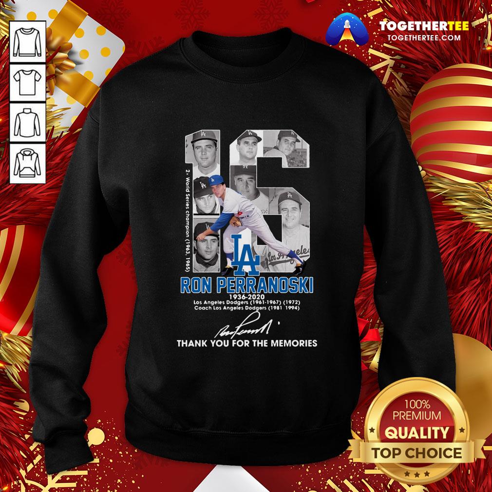 Cute 16 Ron Perranoski 1936 2020 Los Angele Dodgers Thank You For The Memories Signature Shirt - Image 4