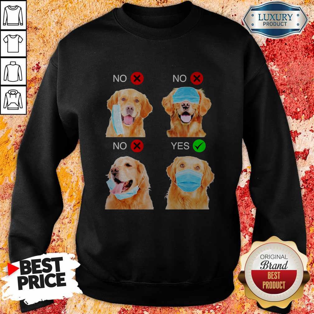 Cute Golden Retriever Dogs Right Way To Wear Mask Shirt - Image 4
