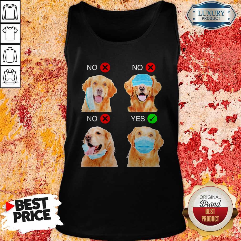Cute Golden Retriever Dogs Right Way To Wear Mask Shirt - Image 3