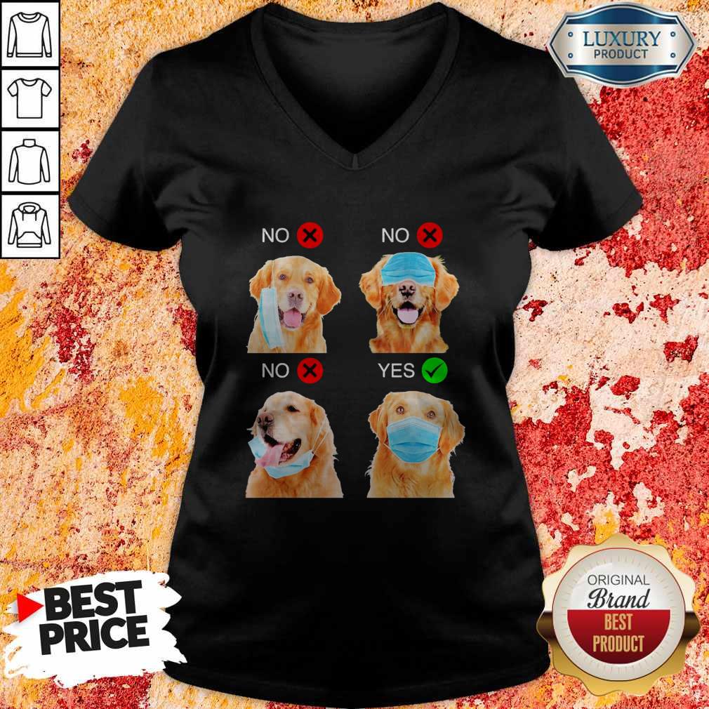 Cute Golden Retriever Dogs Right Way To Wear Mask Shirt - Image 2
