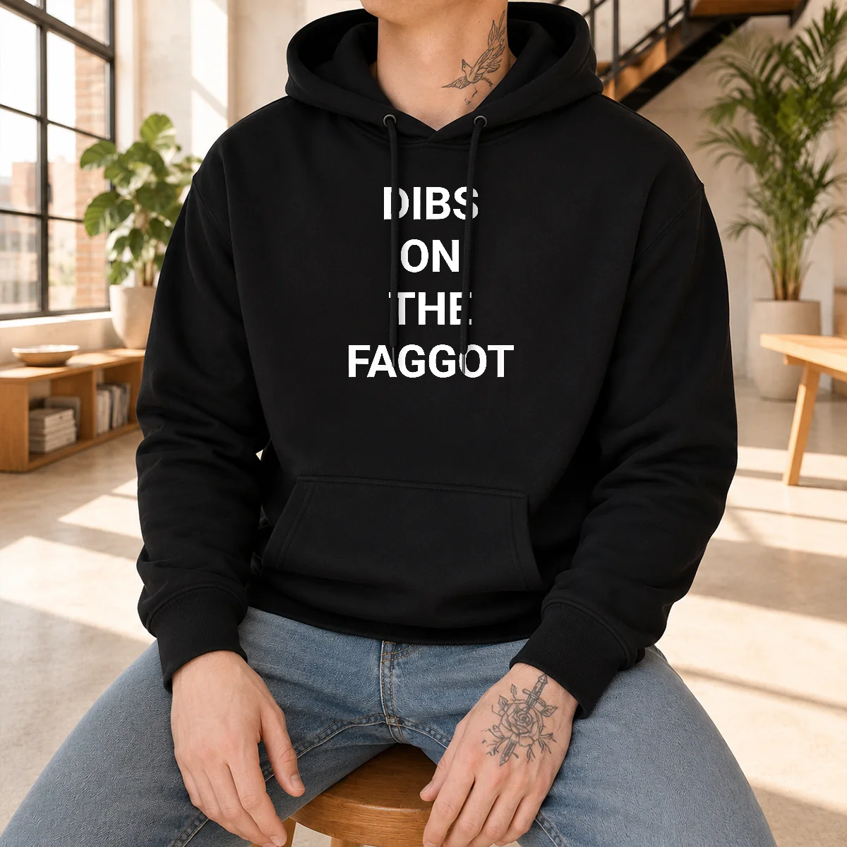 Top Dibs On The Faggot Slogan Text Typography Shirt - Image 5
