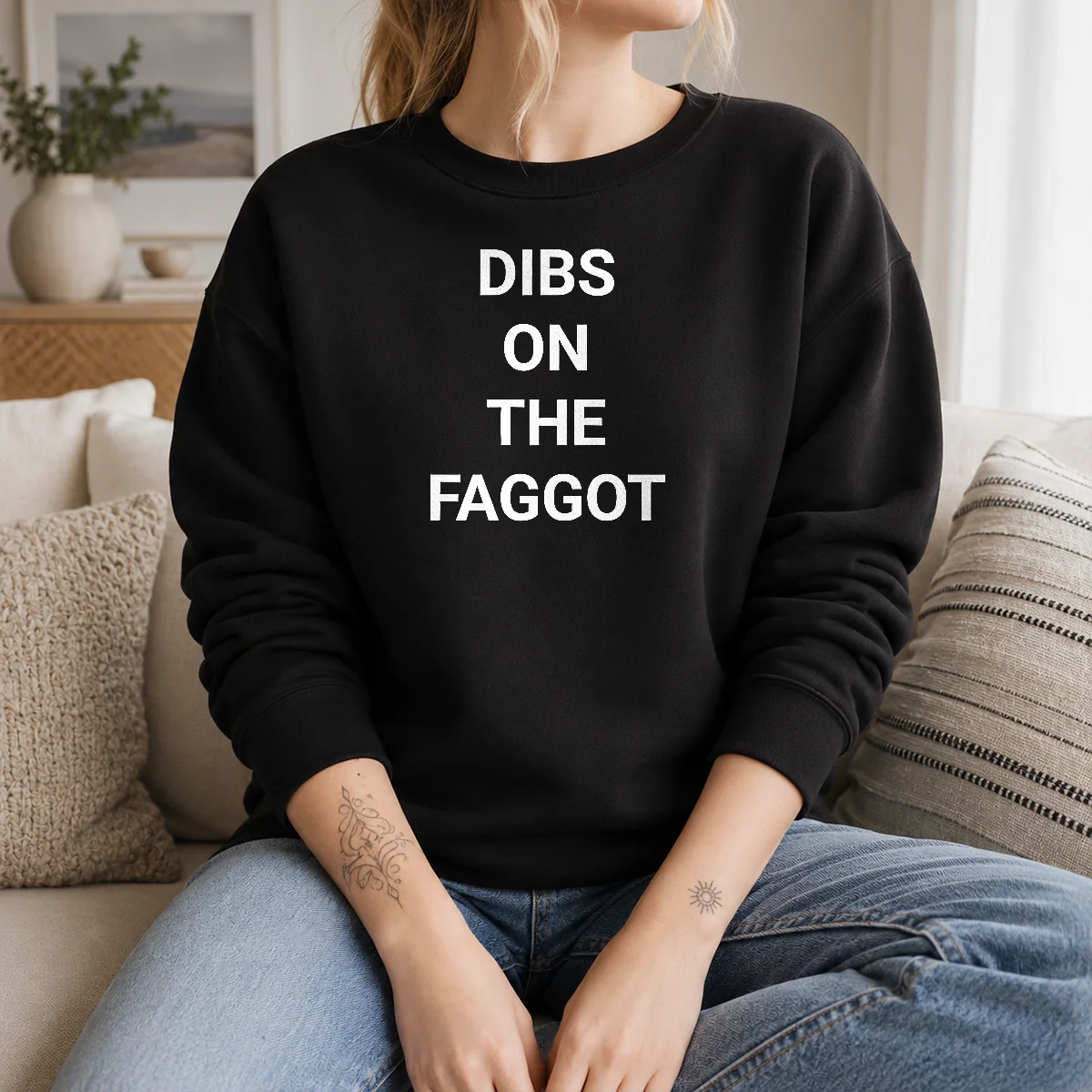 Top Dibs On The Faggot Slogan Text Typography Shirt - Image 7