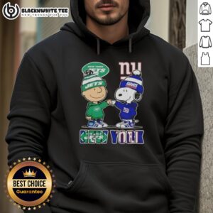 Alternative view of Cute Charlie Brown Fist Bump Snoopy New York City Sports Jets X Giants T-Shirt